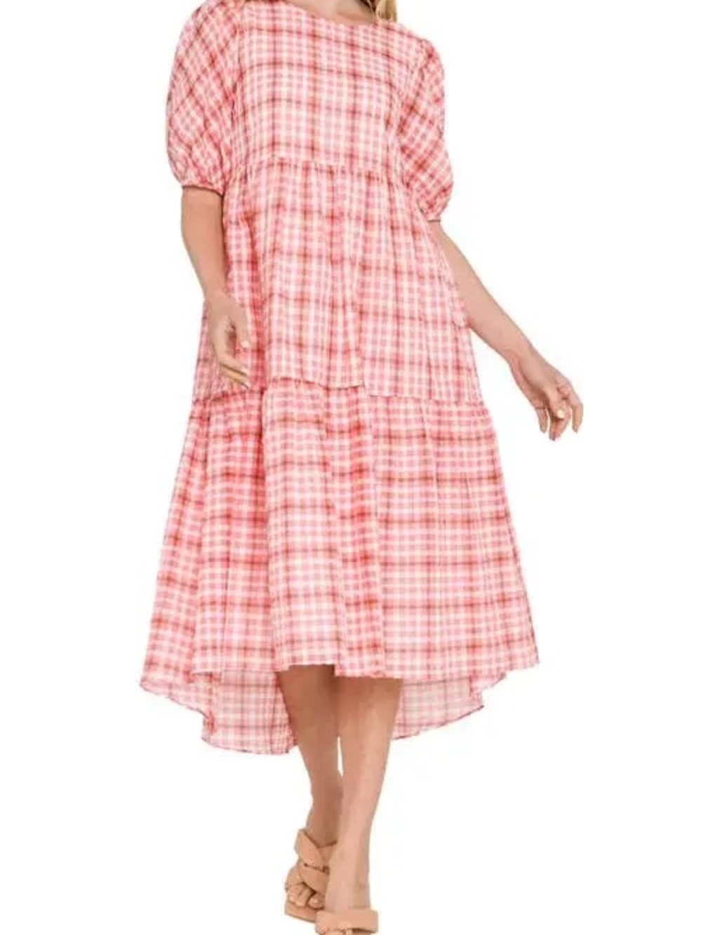 English Factory Size Medium Midi Pink Gingham Dress!